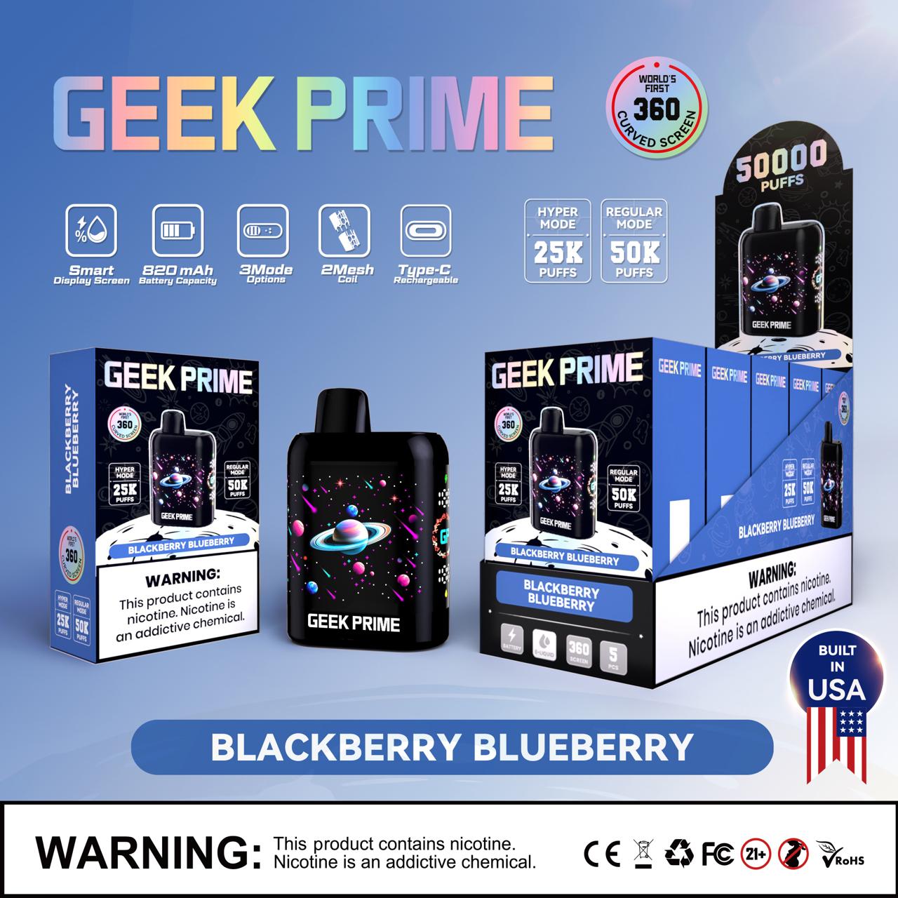 Geek Prime 50K Puff Rechargeable Disposable Vape