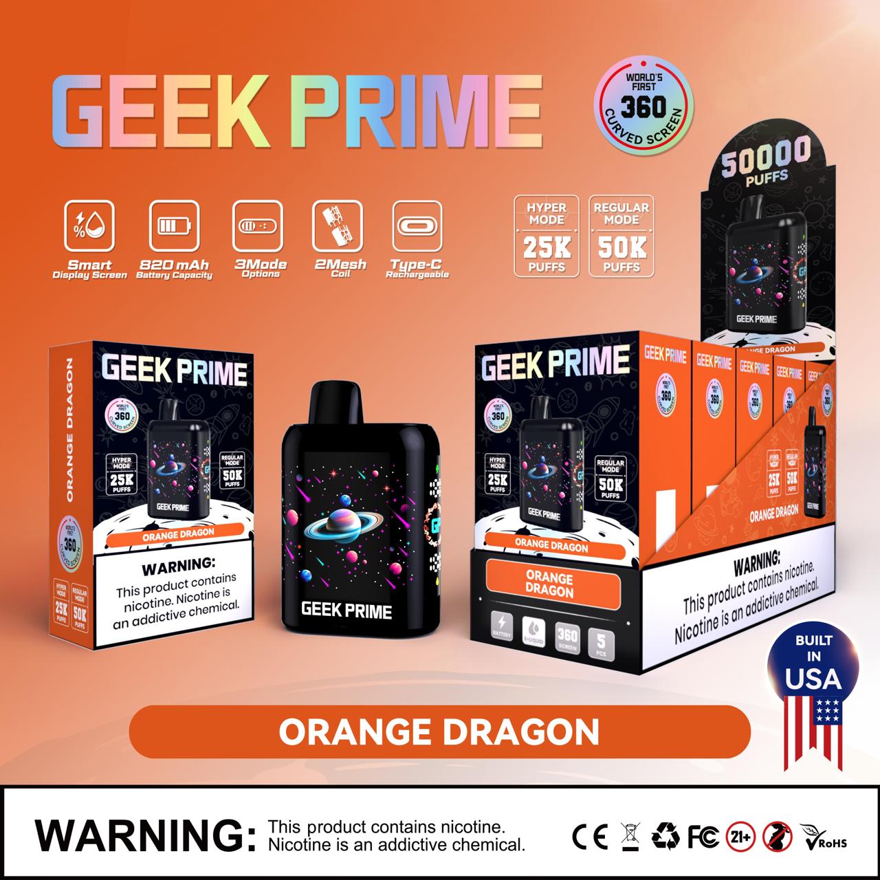 Geek Prime 50K Puff Rechargeable Disposable Vape