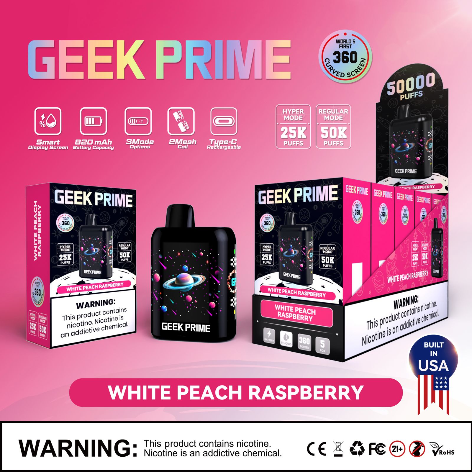 Geek Prime 50K Puff Rechargeable Disposable Vape