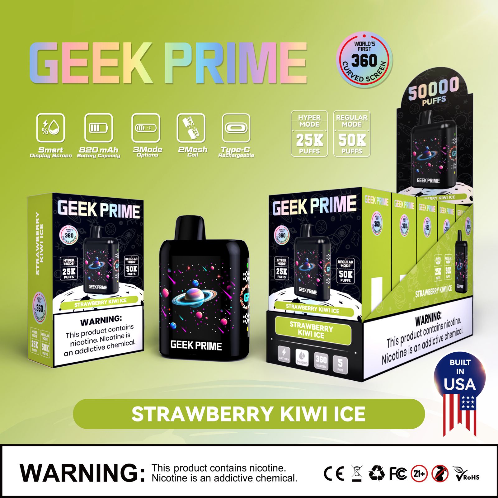 Geek Prime 50K Puff Rechargeable Disposable Vape