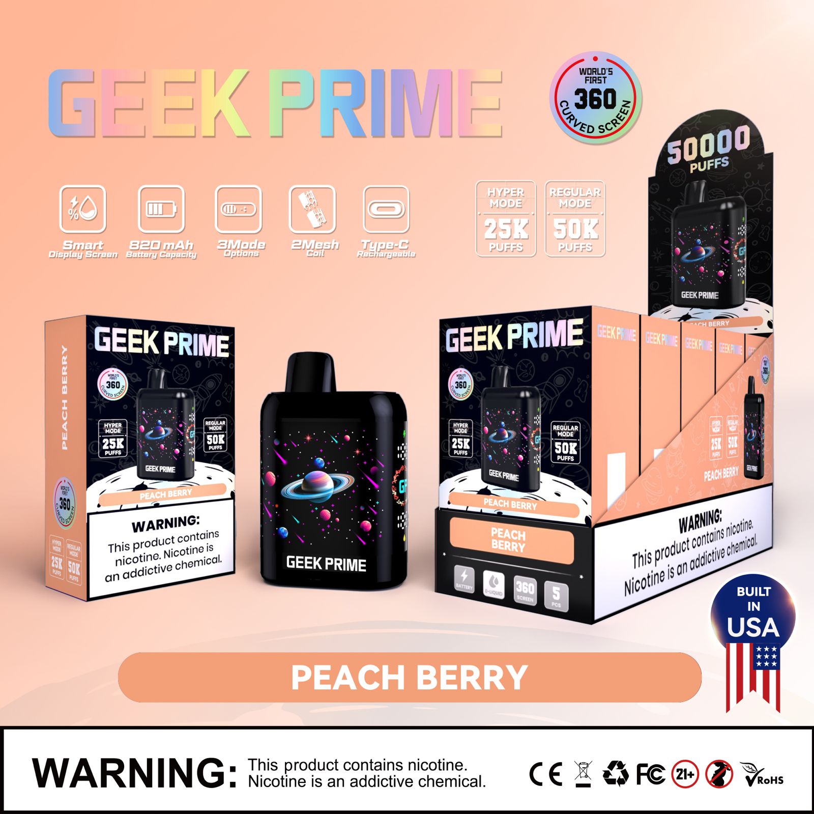 Geek Prime 50K Puff Rechargeable Disposable Vape