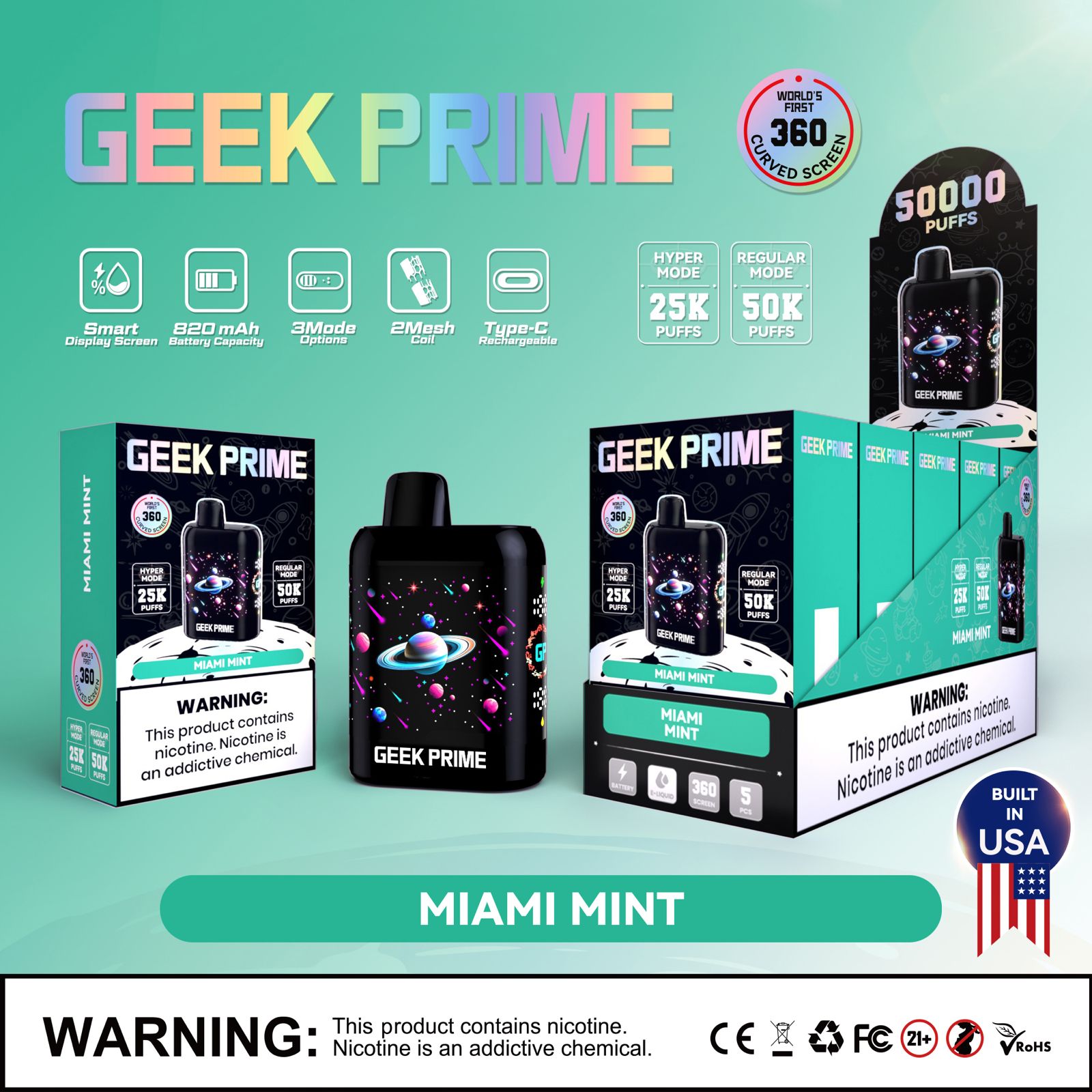 Geek Prime 50K Puff Rechargeable Disposable Vape
