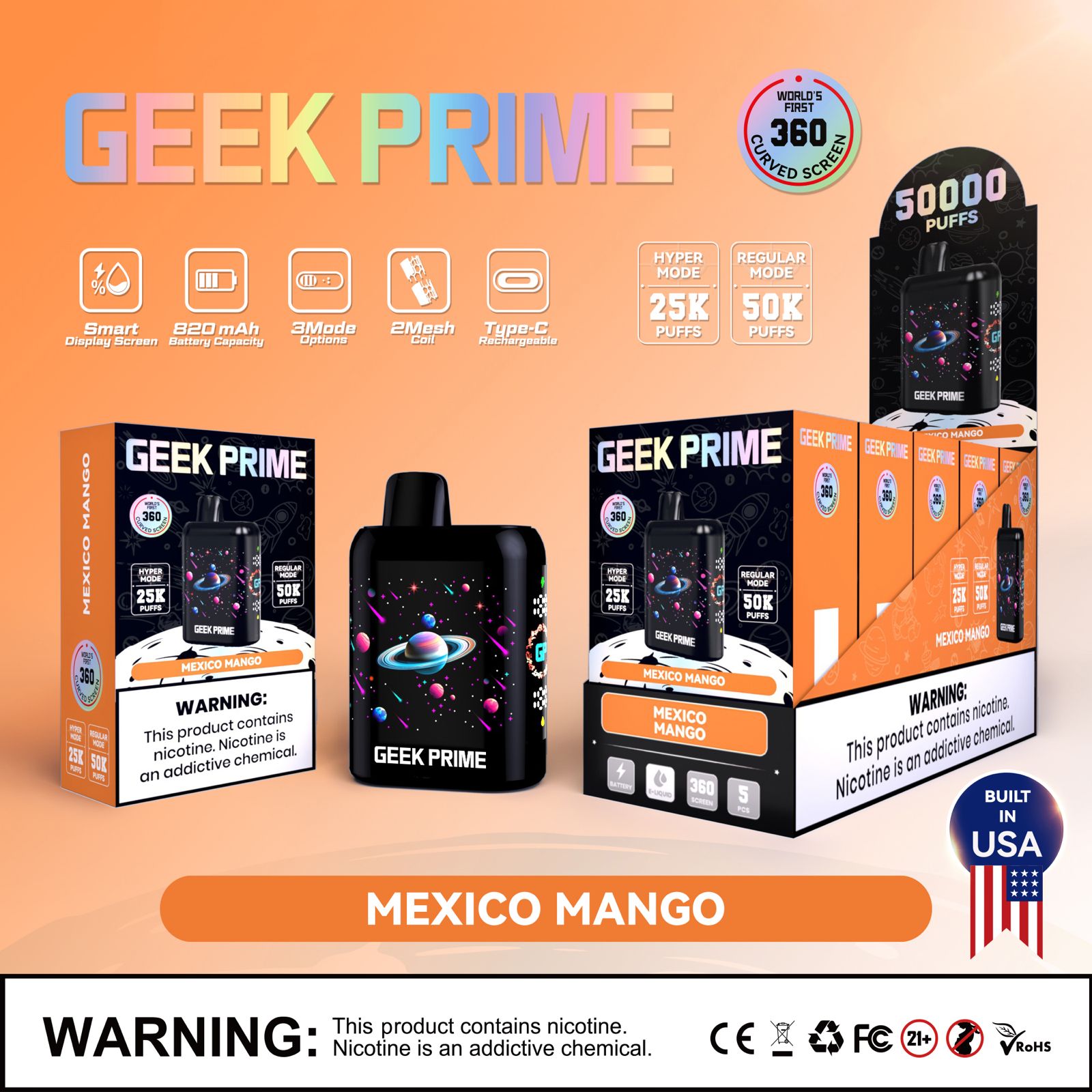 Geek Prime 50K Puff Rechargeable Disposable Vape