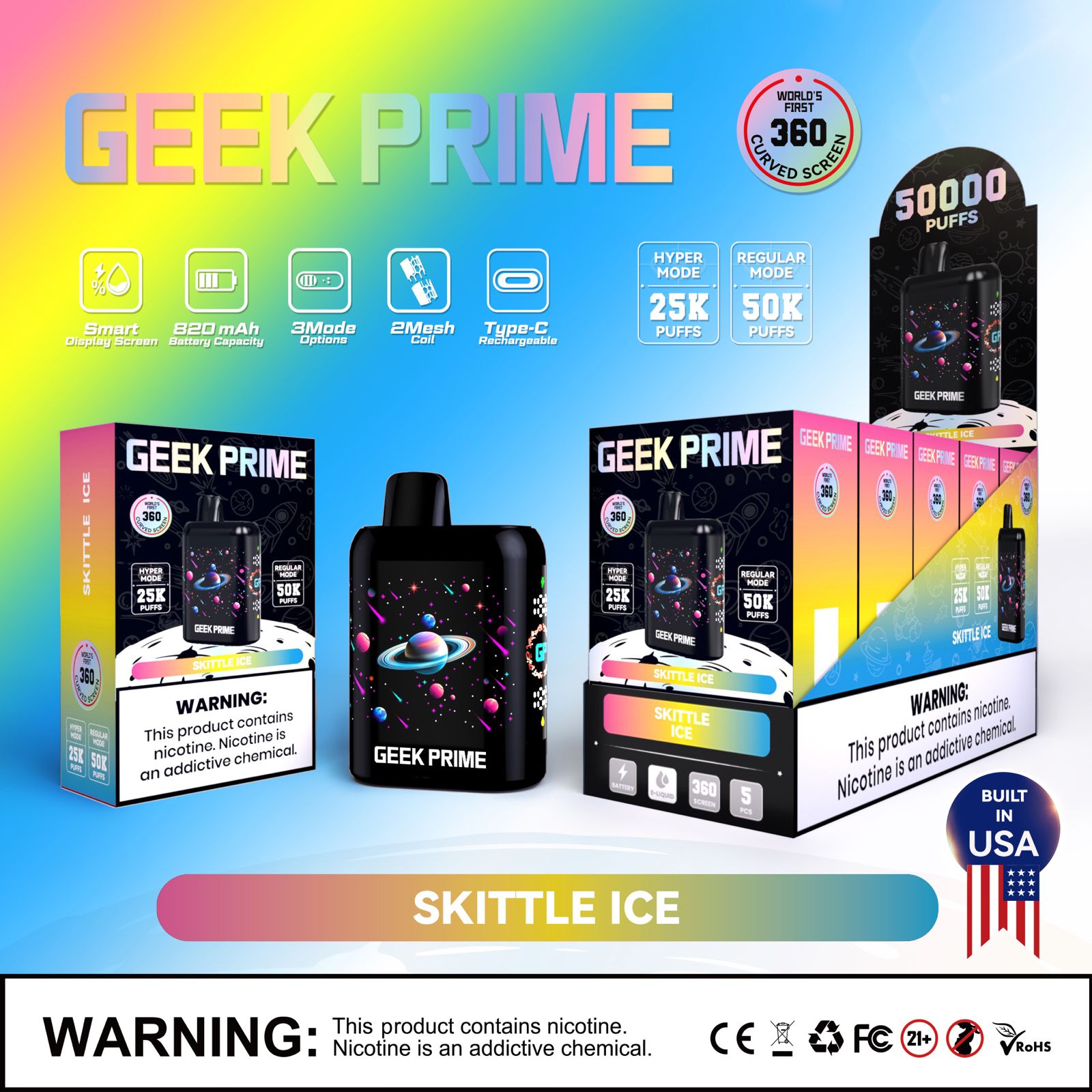 Geek Prime 50K Puff Rechargeable Disposable Vape