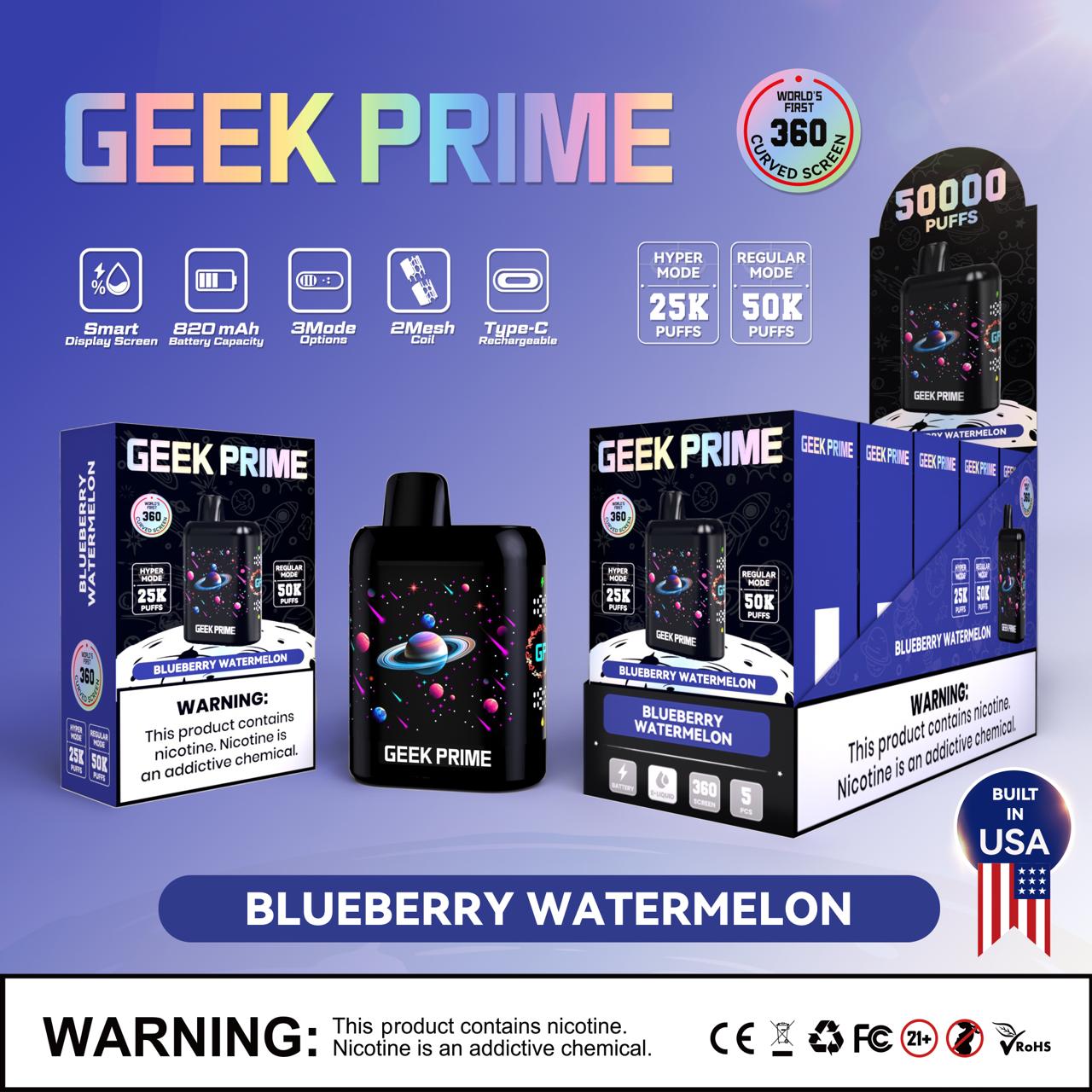Geek Prime 50K Puff Rechargeable Disposable Vape