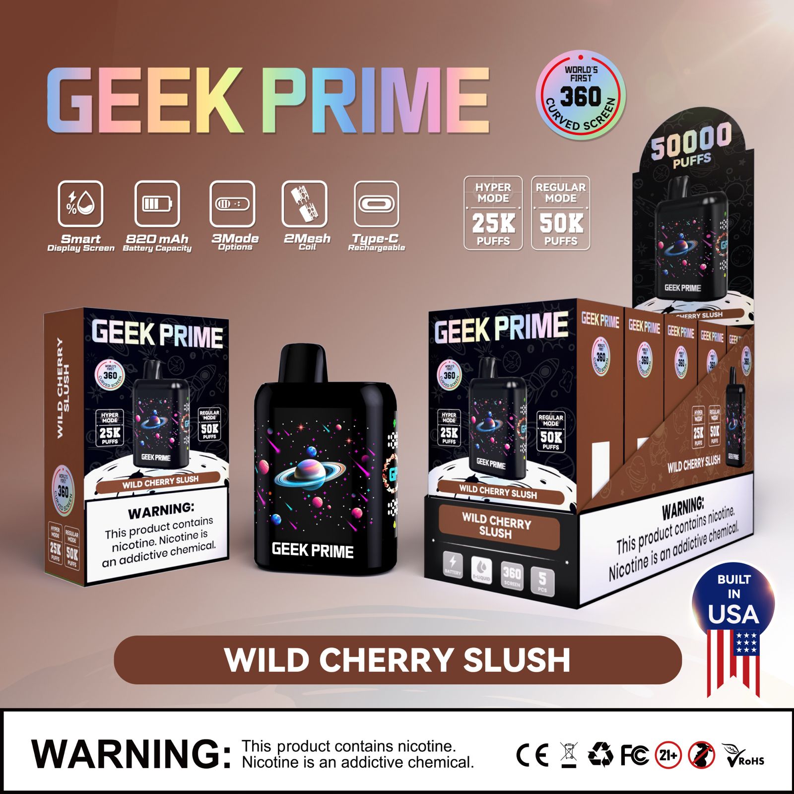 Geek Prime 50K Puff Rechargeable Disposable Vape