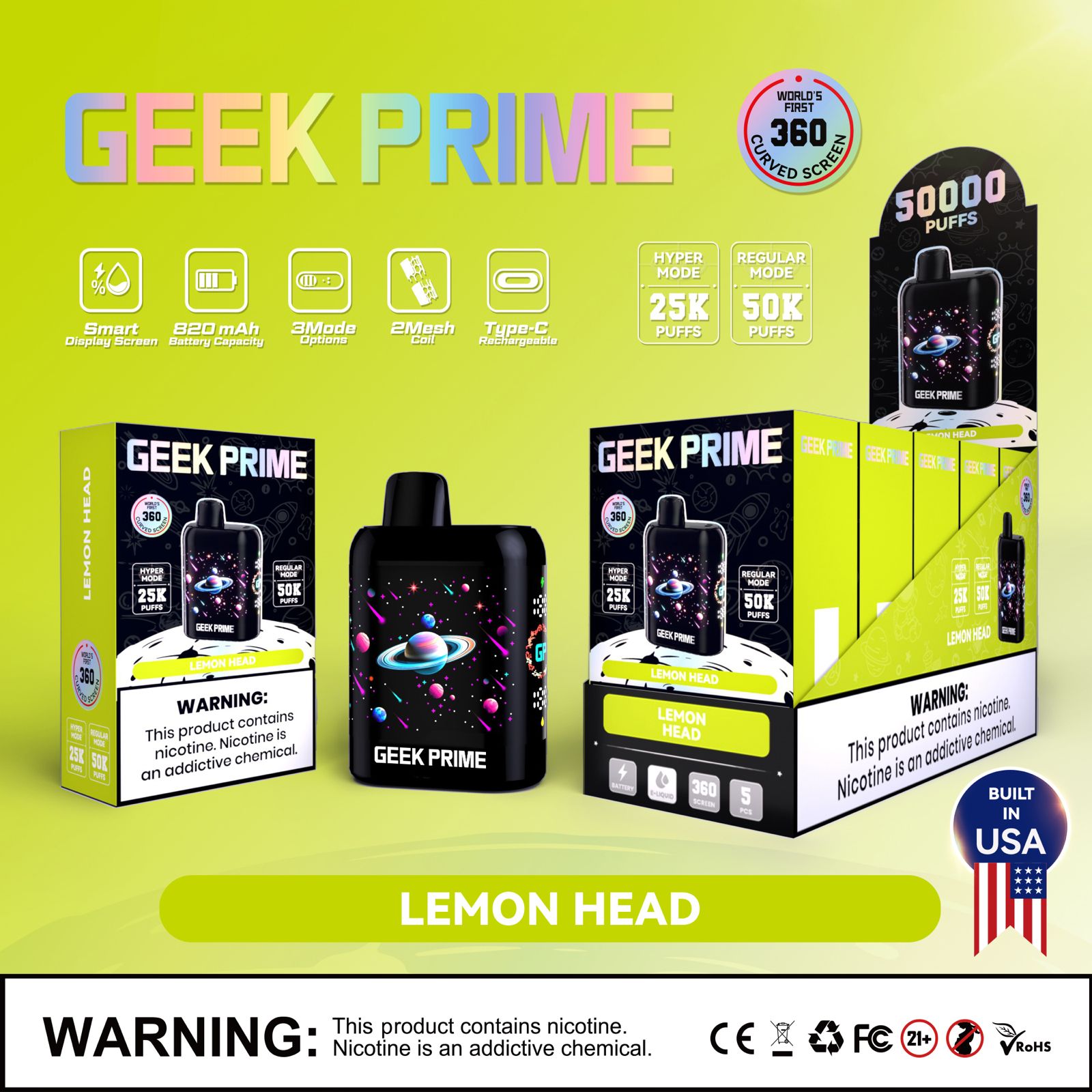 Geek Prime 50K Puff Rechargeable Disposable Vape