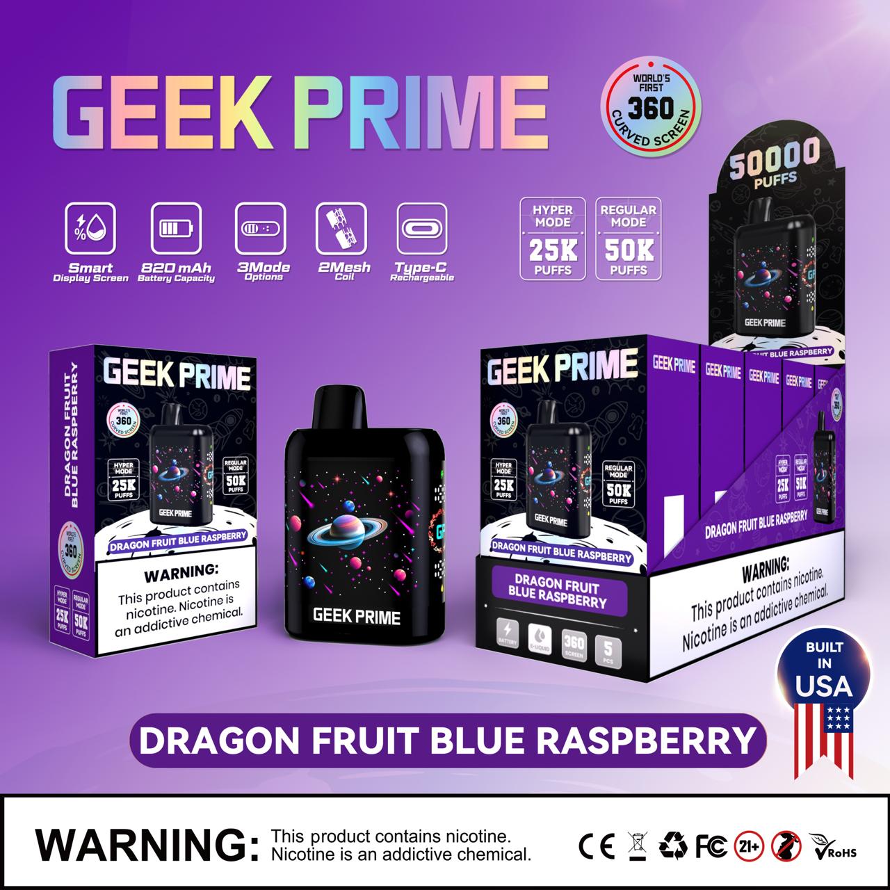 Geek Prime 50K Puff Rechargeable Disposable Vape