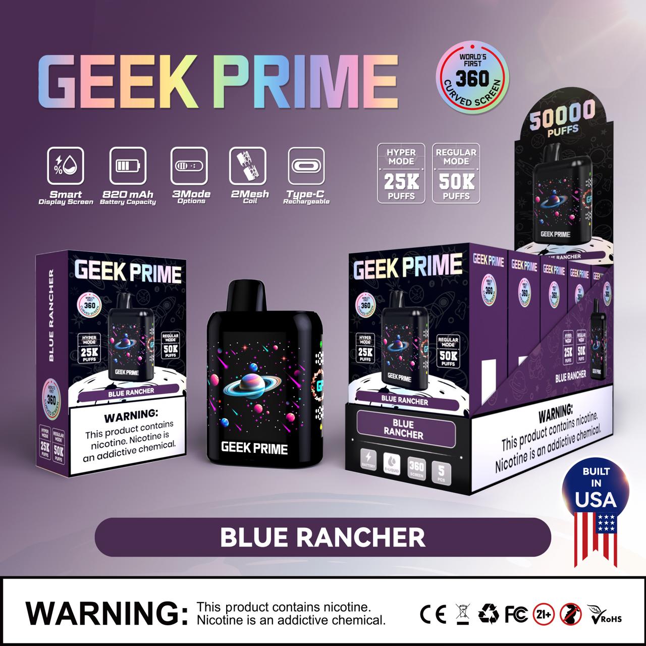 Geek Prime 50K Puff Rechargeable Disposable Vape
