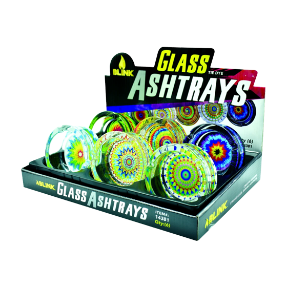 ASHTRAY GLASS TIE DYE 6CT