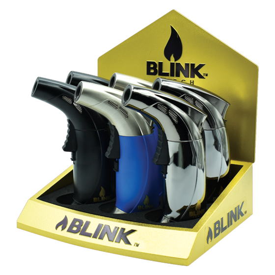 BLINK ATOMIC DUAL TORCH LIGHTER ASSORTED COLORS - 6CT DISPLAY