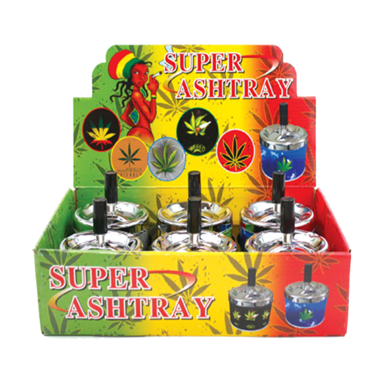 ASHTRAY SUPER PUSH LEAF 6CT