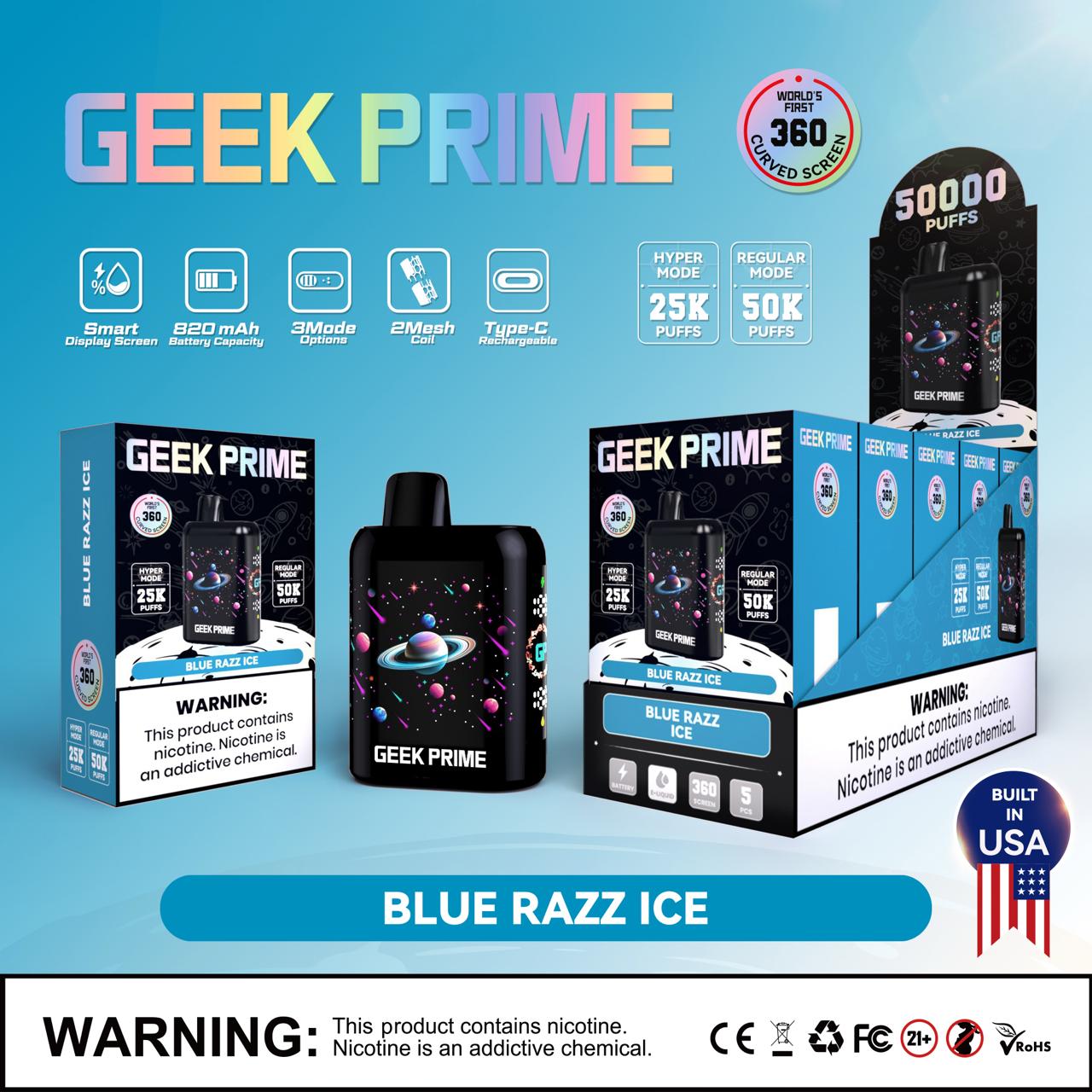 Geek Prime 50K Puff Rechargeable Disposable Vape