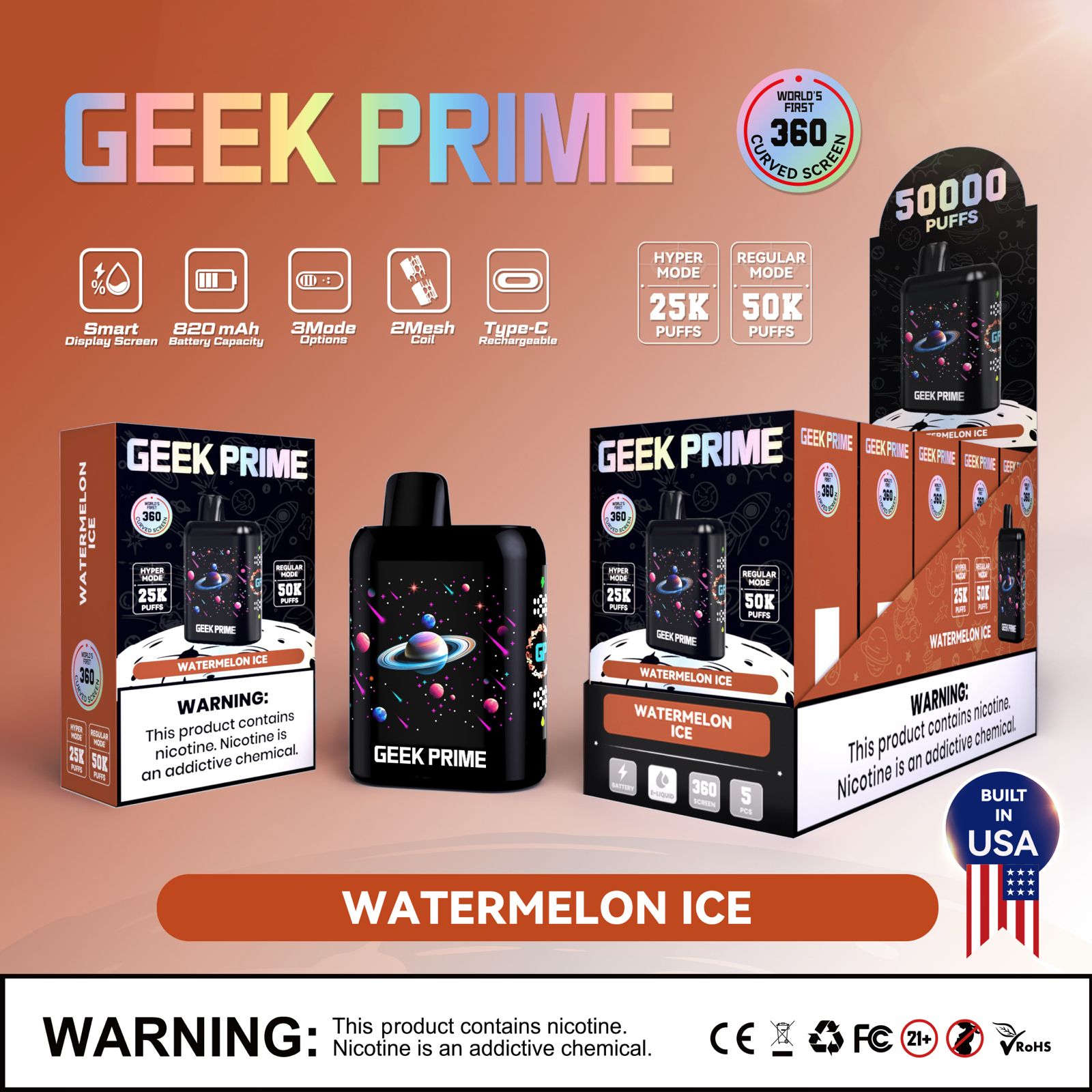 Geek Prime 50K Puff Rechargeable Disposable Vape
