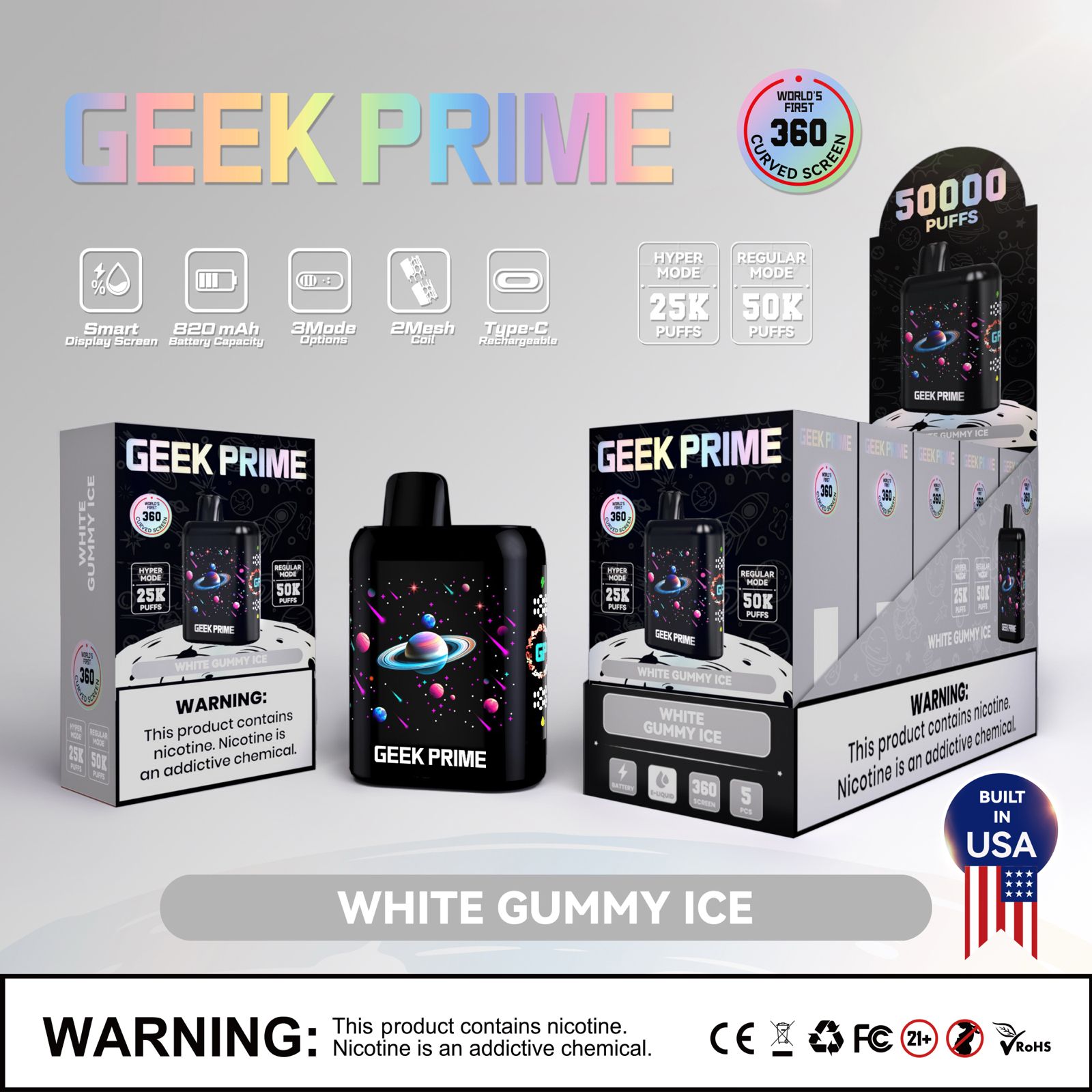 Geek Prime 50K Puff Rechargeable Disposable Vape