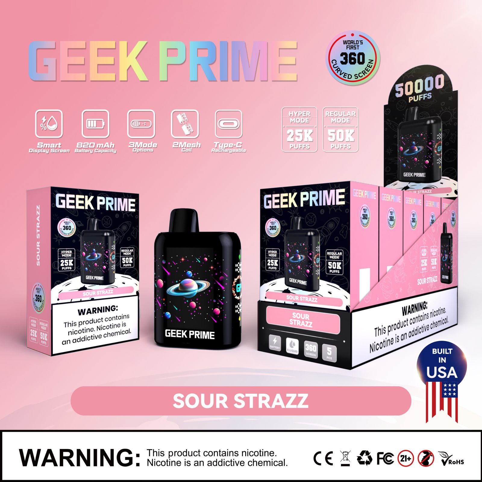Geek Prime 50K Puff Rechargeable Disposable Vape