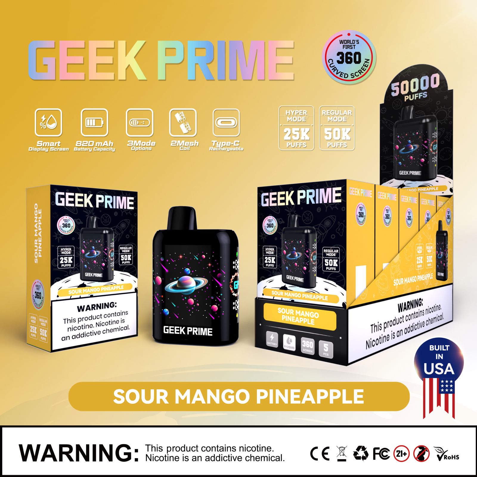 Geek Prime 50K Puff Rechargeable Disposable Vape