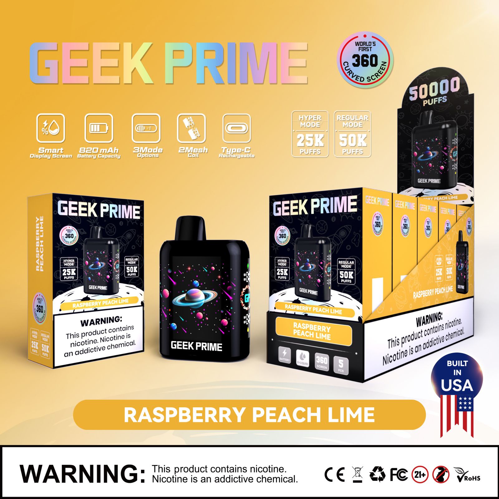 Geek Prime 50K Puff Rechargeable Disposable Vape