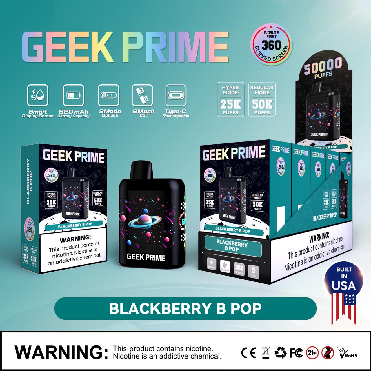 Geek Prime 50K Puff Rechargeable Disposable Vape