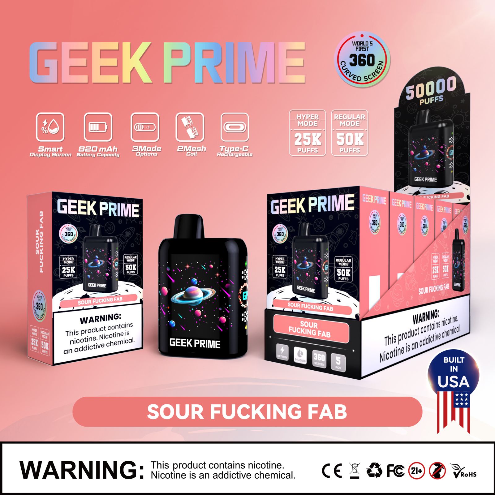 Geek Prime 50K Puff Rechargeable Disposable Vape