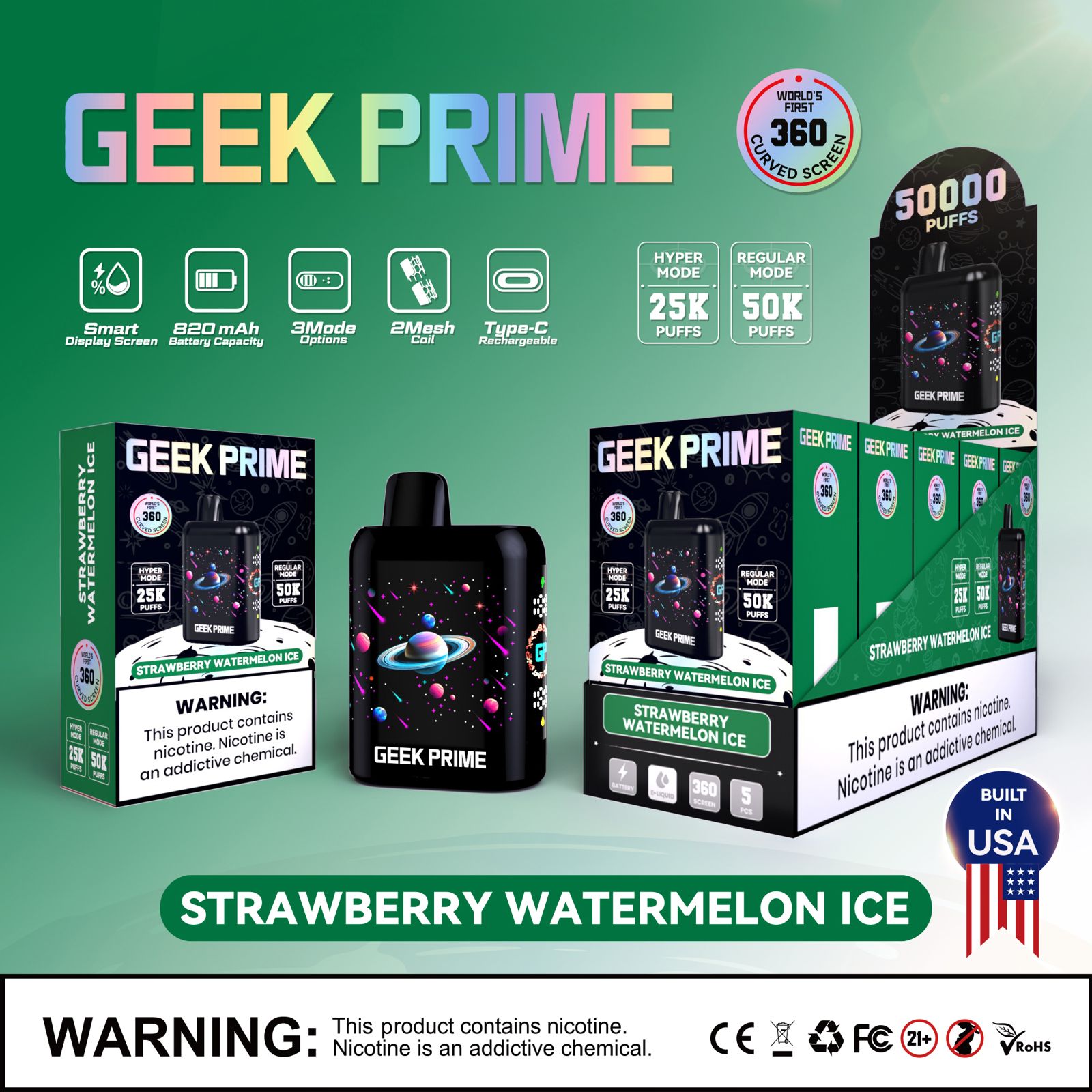 Geek Prime 50K Puff Rechargeable Disposable Vape